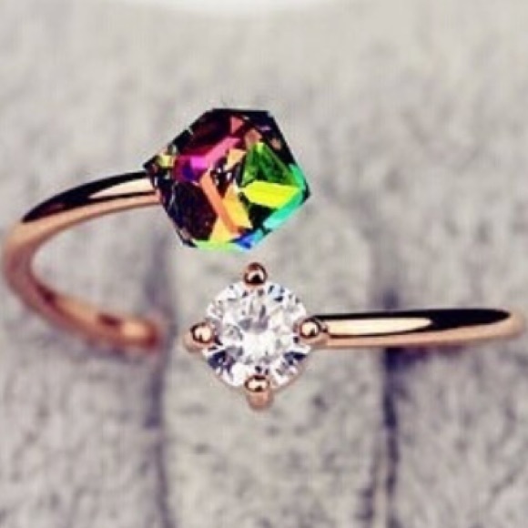 vogue vice boutique Jewelry - LAST! NWT dainty multi color midi ring initial